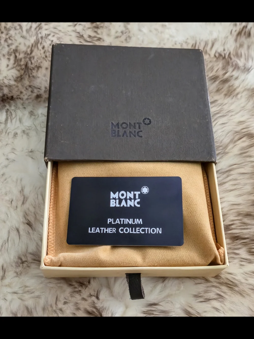 Montblanc Black Leather Card & Pocket Holder with Tan Dust Pouch